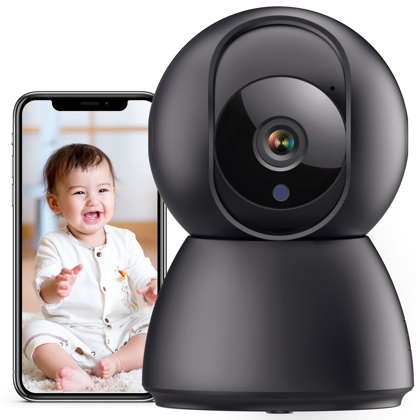 Menggood 2.5K Indoor Security Camera, 2.4/5GHz WiFi Cameras for Home Security -Black (MG-CAMERA001)