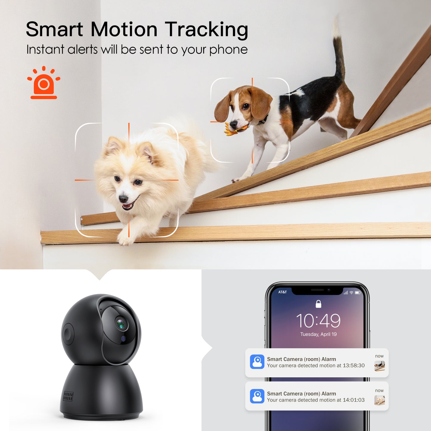 Menggood 2.5K Indoor Security Camera, 2.4/5GHz WiFi Cameras for Home Security -Black (MG-CAMERA001)