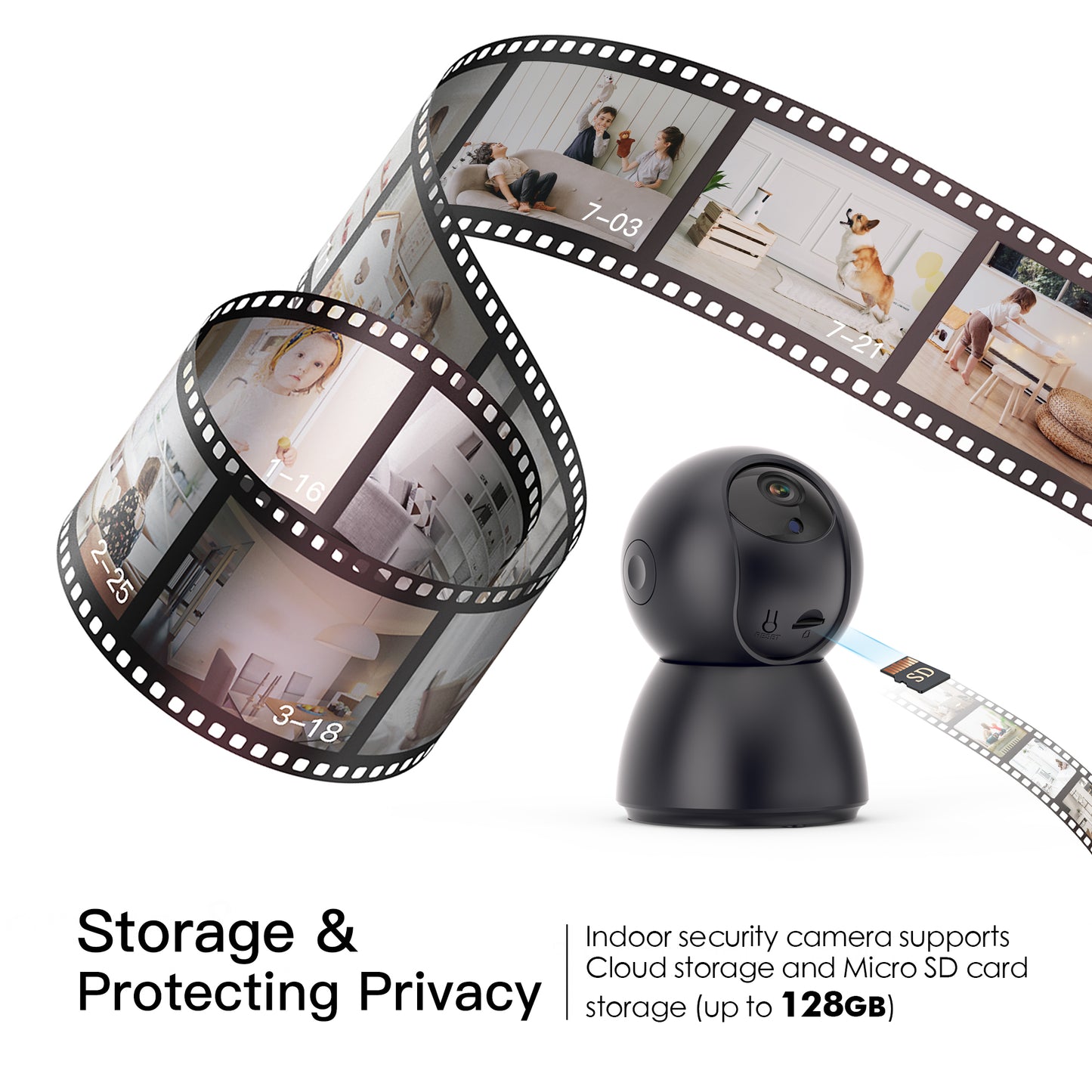 Menggood 2.5K Indoor Security Camera, 2.4/5GHz WiFi Cameras for Home Security -Black (MG-CAMERA001)