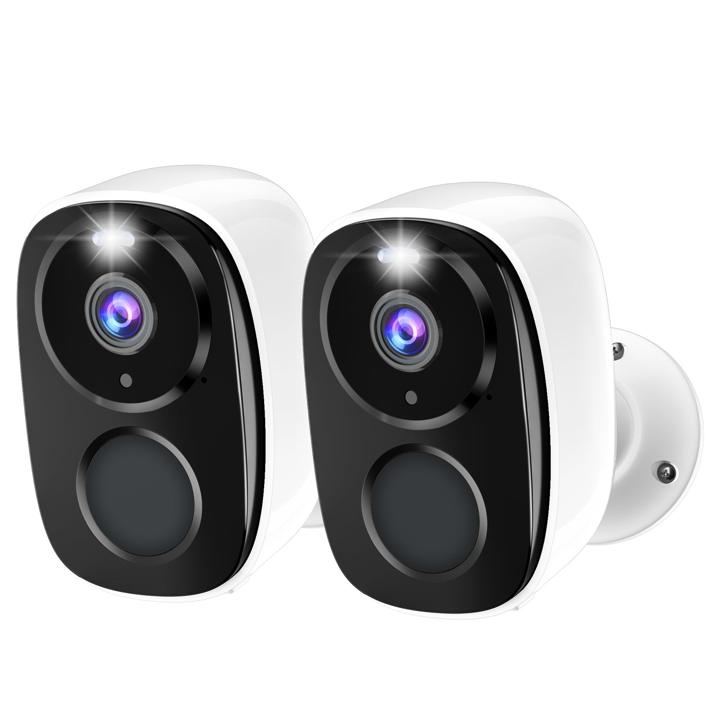 Menggood (2 Pack) 2K Battery Powered Security Cameras Wireless Outdoor AI Motion Detection (MG-CAMERA004) White