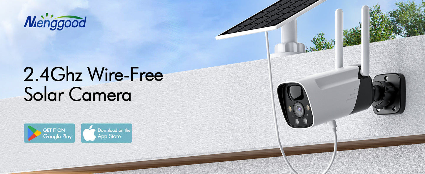 Menggood (2 Pack) 2K Outdoor Camera Wireless with Solar Panel (MG-CAMERA005) White&Black